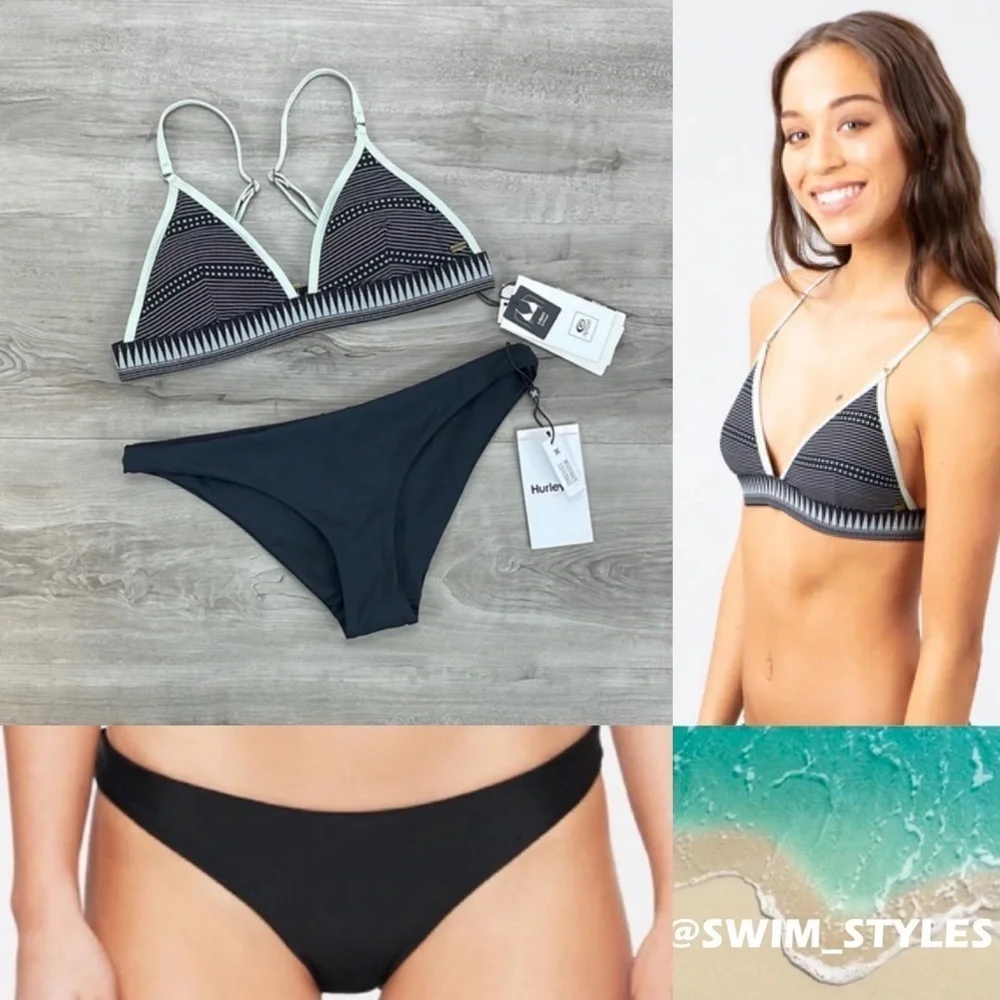 ☀️HURLEY☀️RIP CURL☀️SALTY DAZE BANDED TRI SURF BIKINI SET